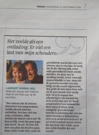 Artikel uit dagblad Trouw over de donorwet in Nederland / Article out of Dutch newspaper Trouw about the new donor law in Holland / sept 2016