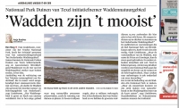 Artikel ui het NoordHollands dagblad over Werelderfgoed de Waddenzee / Article from the newspaper Noordhollands Dagblad about the Wadden Sea World Heritage / sept 2016